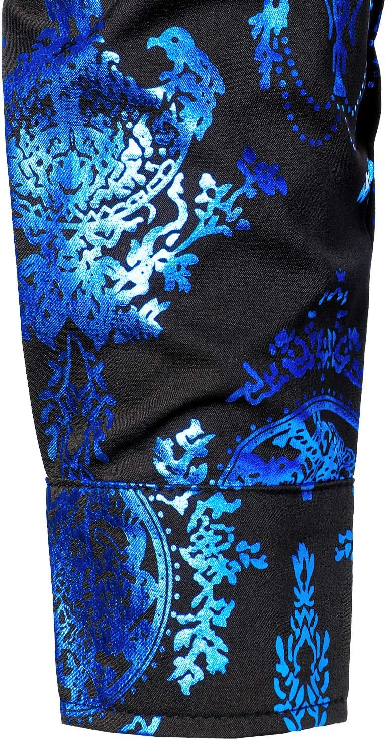 ZEROYAA Men's Luxury Baroque Shiny Design Slim Fit Long Sleeve Button up Dress Shirts - Image 6