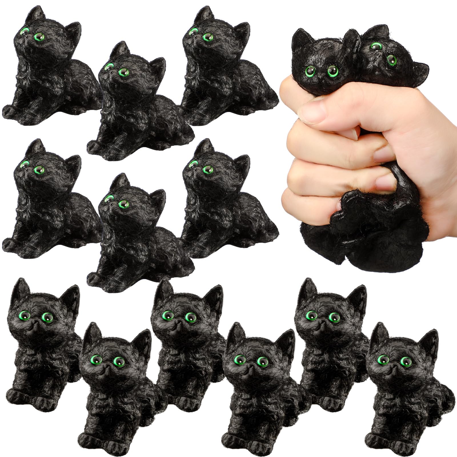 Photo 1 of Meooeck 12 Pcs Black Cat Stress Balls Cat Party Stress Balls for Kids Adults Mini Animal Fidget Relief Squeeze for Black Kitty Party Treat Bag Birthday Gifts Decorations