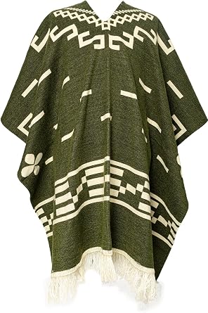 Poncho Alpaca Wester Style Clint Eastwood Geometric Andean Handmade Artisan Ecuador Soft and Warm