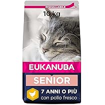 Eukanuba Alimento secco per gatti anziani, ricca di pollo fresco, 10 kg