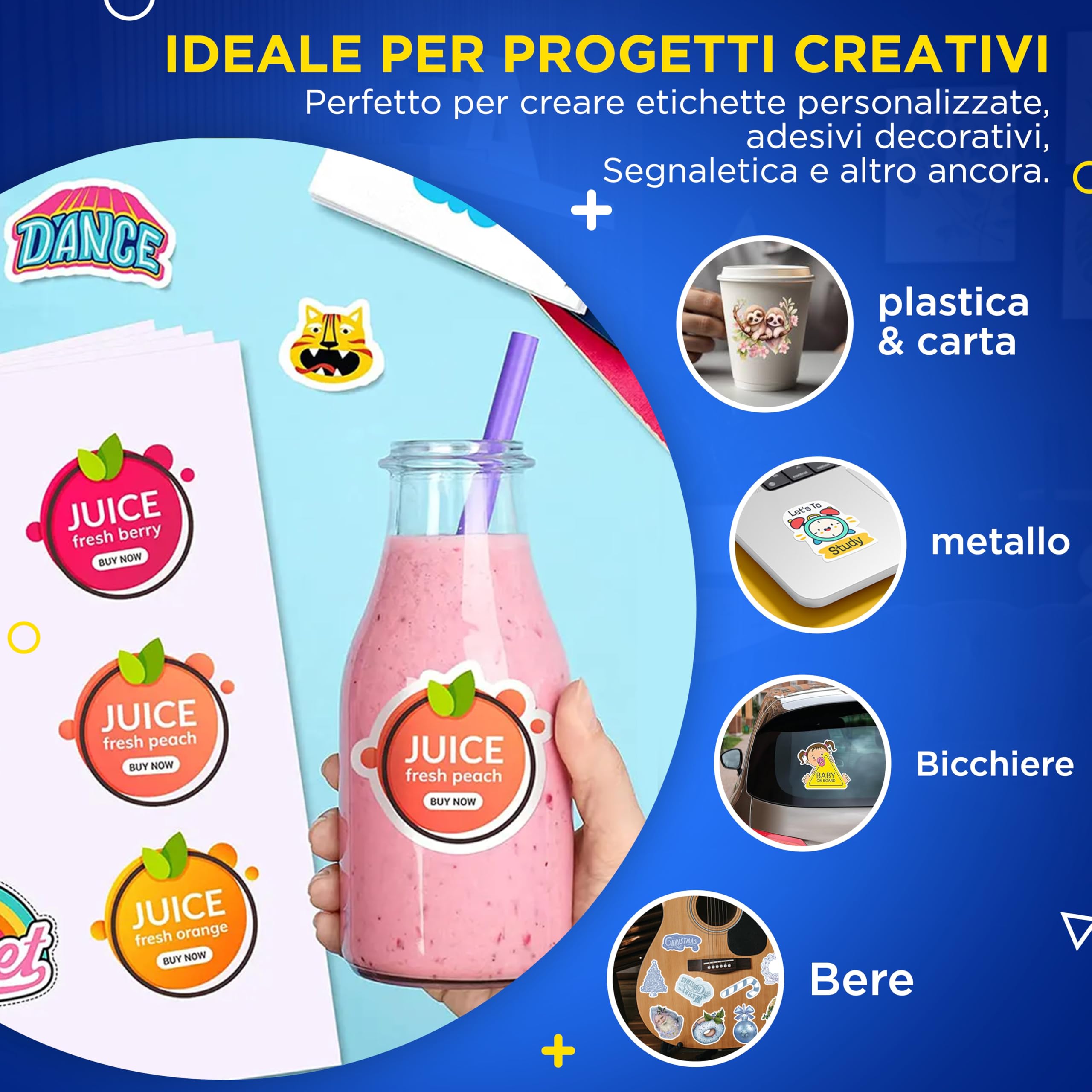 Fogli di Vinile Adesivo Stampabile A4 Impermeabile Bianco Opaco