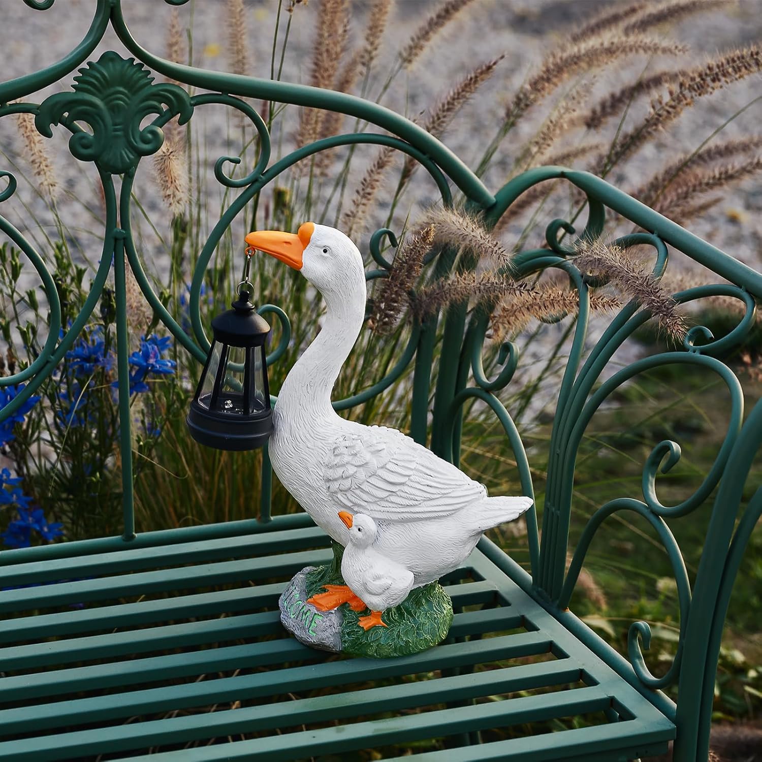 Solar Porch Goose Statue, Outdoor Goose Decor with Lantern for Yard Lawn Patio Balcony, Birthday Christmas Housewarming Gifts for Mom, Grandma, Women,12 Inch,Resin - Image 9