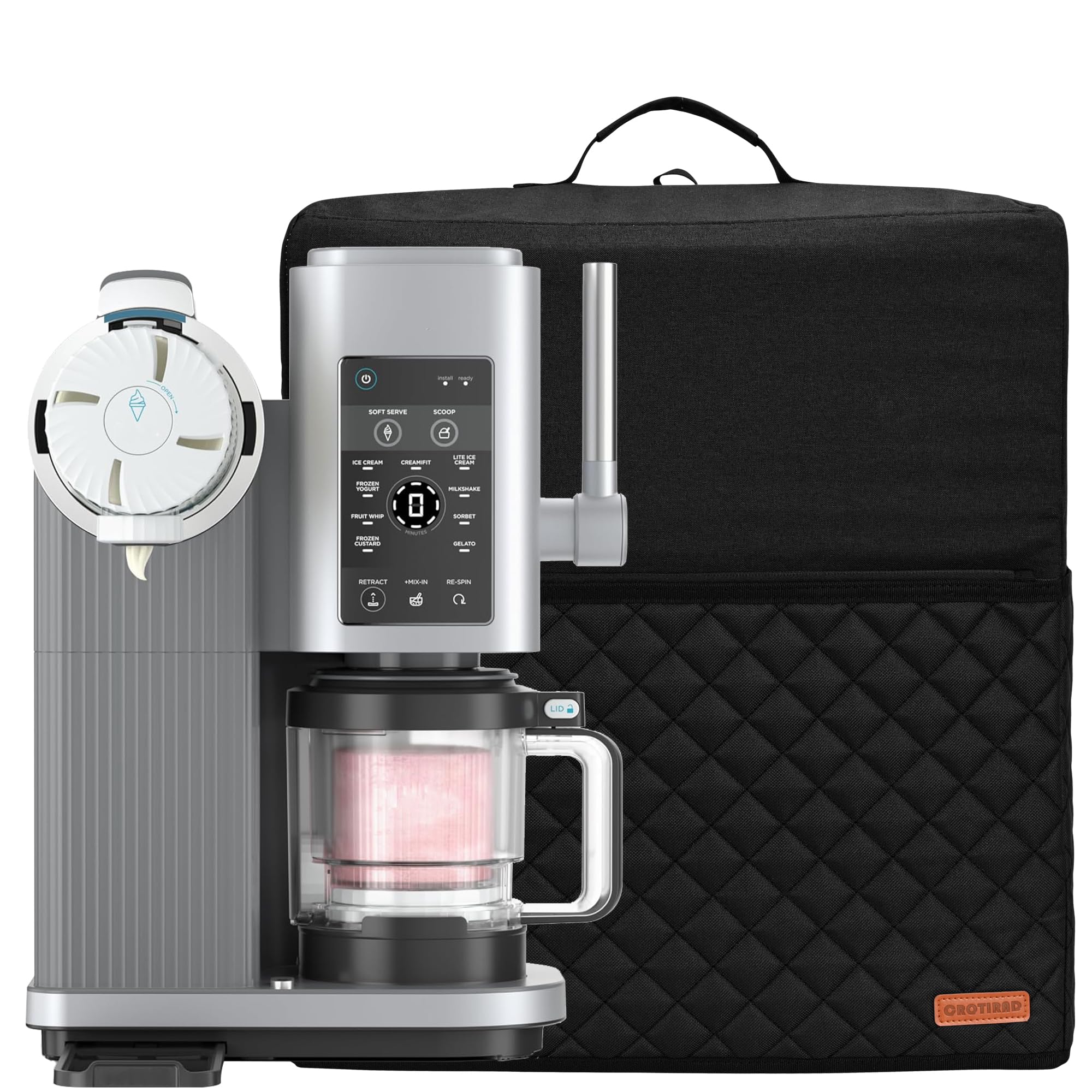 CROTIRAD Soft Serve Ice Cream Machine Dust Cover Compatible with Ninja Swirl, Easy Foldable Hanging Dust Cover for Ninja Swirl NC701, Black-image-7