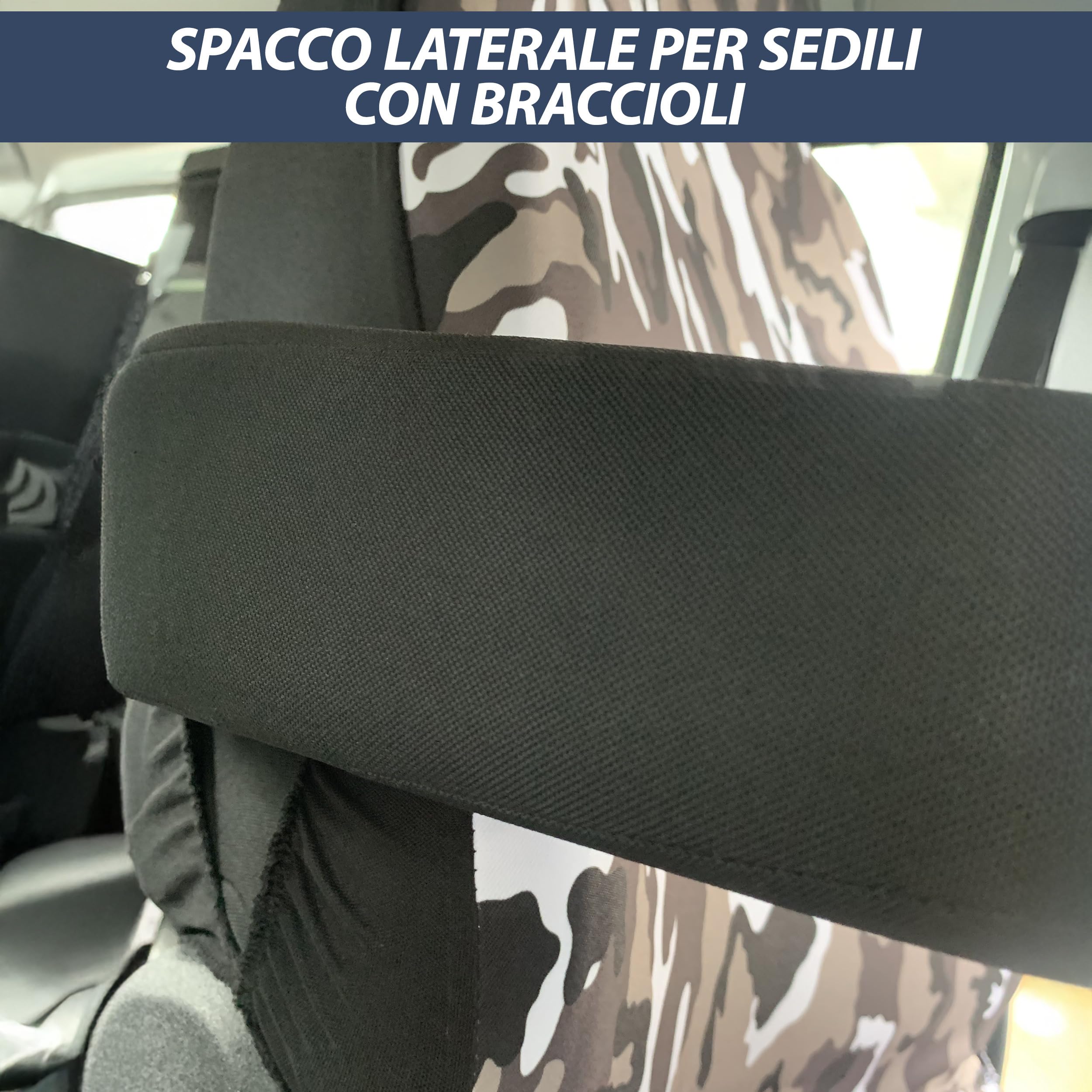 Coprisedili Universali Per Furgone 3 Posti - Mimetico Verde, Policotone - Foto 6