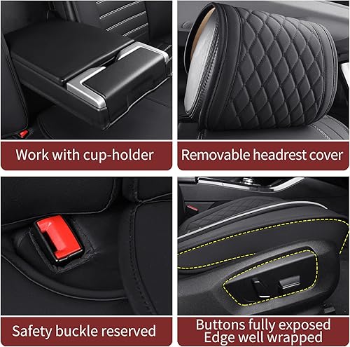 Miniatura 10 de Aierxuan - Juego completo de fundas de asiento de cuero impermeable, universales, para Toyota, Corolla, Honda, Civic, Accord, Nissan, Altima,