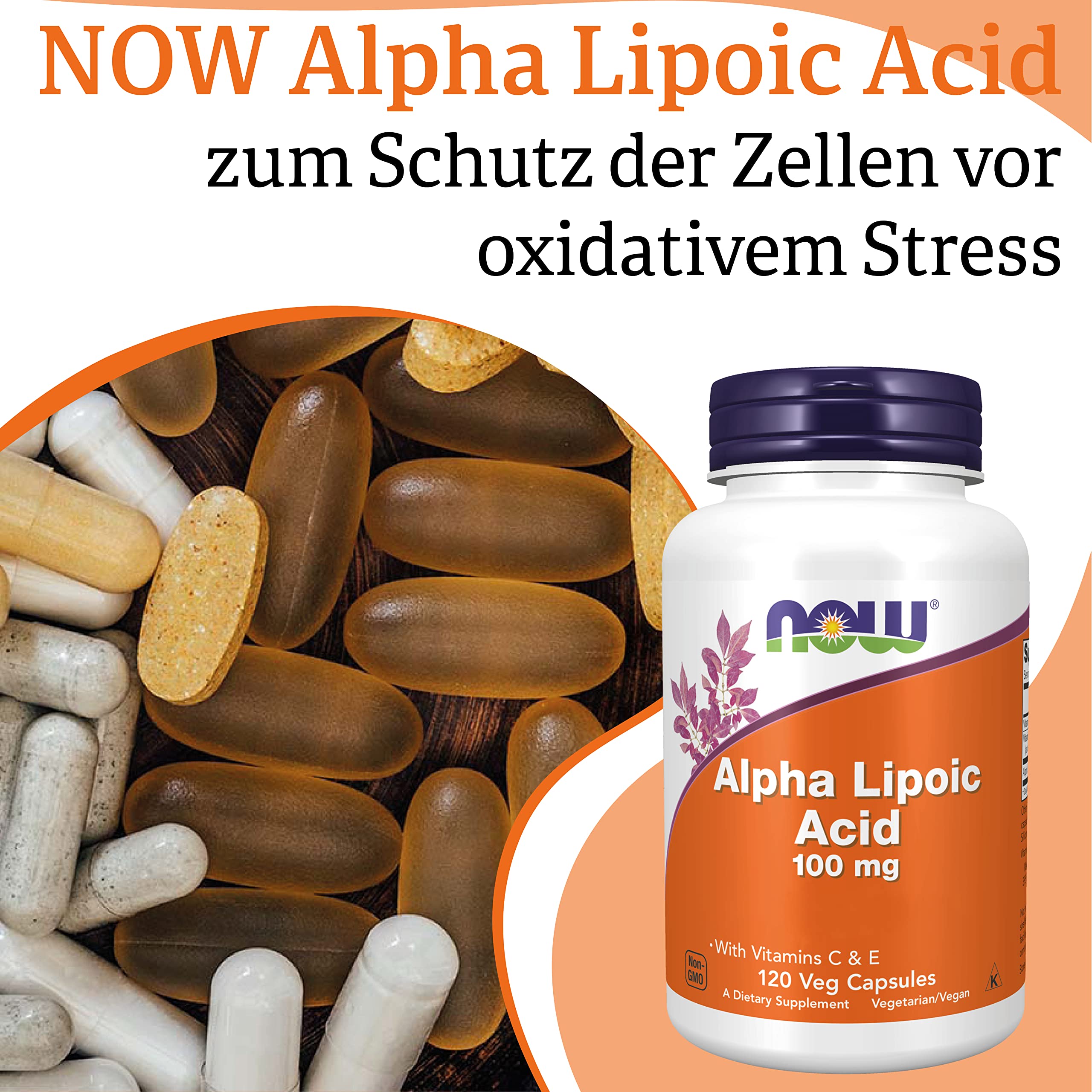 Now Foods Alpha-Lipoic Acid (Alpha-Liponsäure), 100mg, 120 vegane Kapseln, Laborgeprüft, Glutenfrei, Sojafrei, Gentechnikfrei