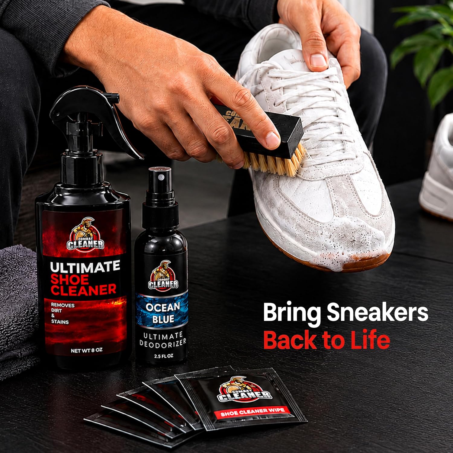 Combat Cleaner Shoe Cleaning Kit – Complete Sneaker Care Solution for Leather, Suede, Canvas, Mesh, Nubuck & More