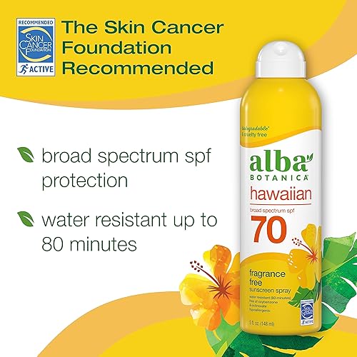 Miniatura 2 de Alba Botanica Protector solar en aerosol para rostro y cuerpo, protector solar SPF 70 de amplio espectro, coco hawaiano, resistente al agua y