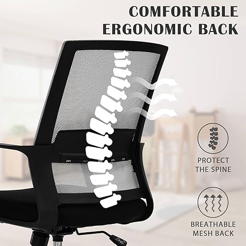 Miniatura 4 de Silla de oficina de malla, silla de escritorio ergonómica, silla de oficina en casa, soporte lumbar, silla de computadora ajustable con respaldo