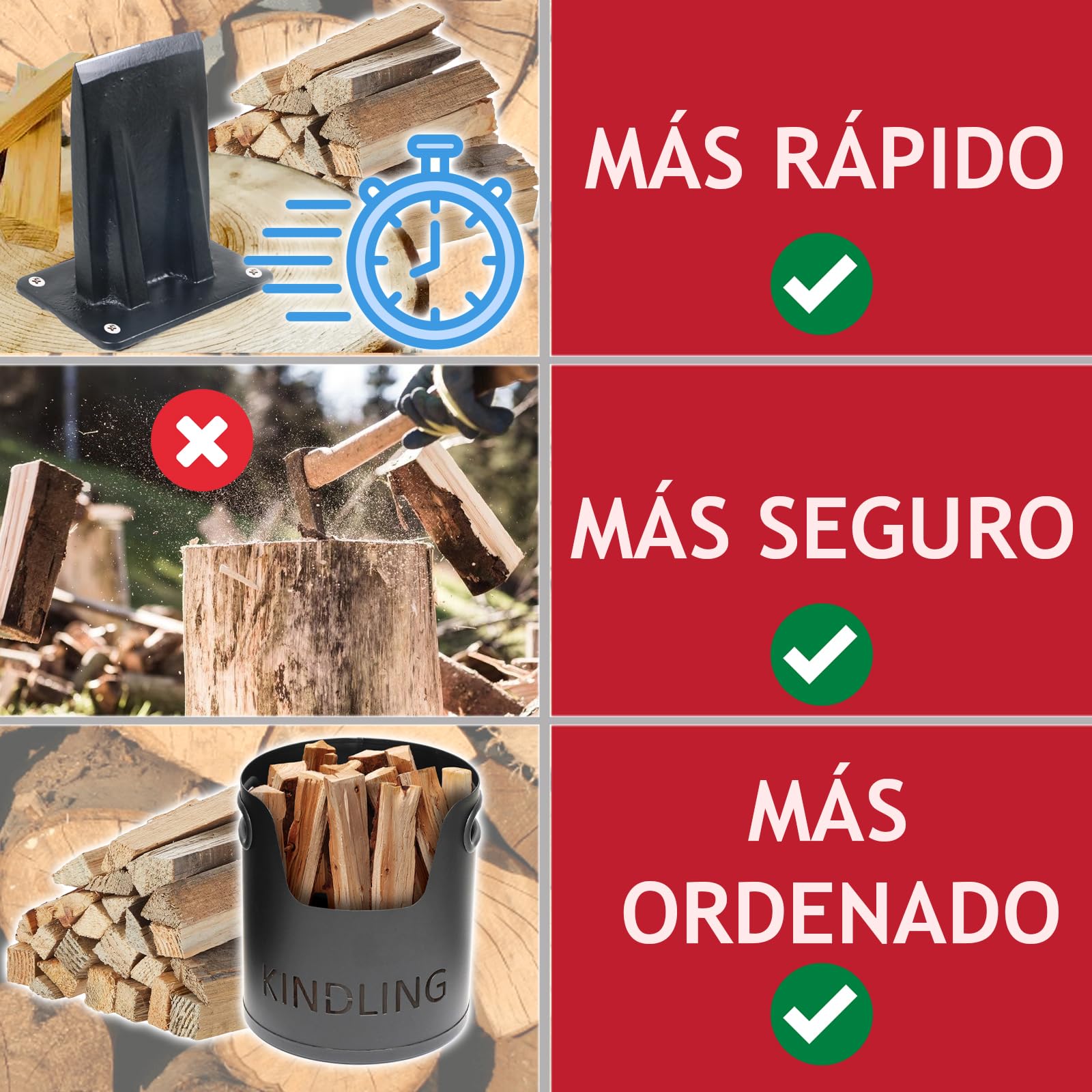 SPARES2GO Cuña para troncos, resistente, para partir leña, hacha y cincel (3 kg, grande)