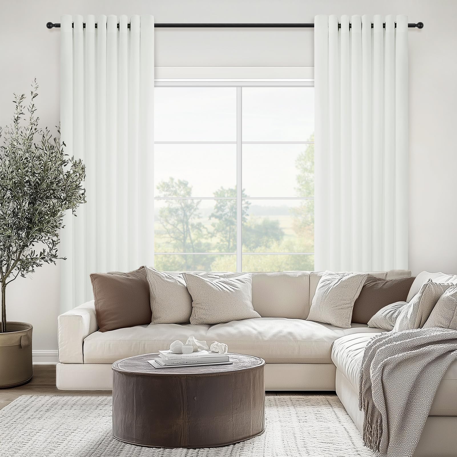 Topfinel Tende per Interni Moderne Tende Semitrasparente in Voile Con Occhielli Finestre per Camera da Letto e per Salotto Eleganti Soggiorno 2 Pannelli 140x160 CM Bianco