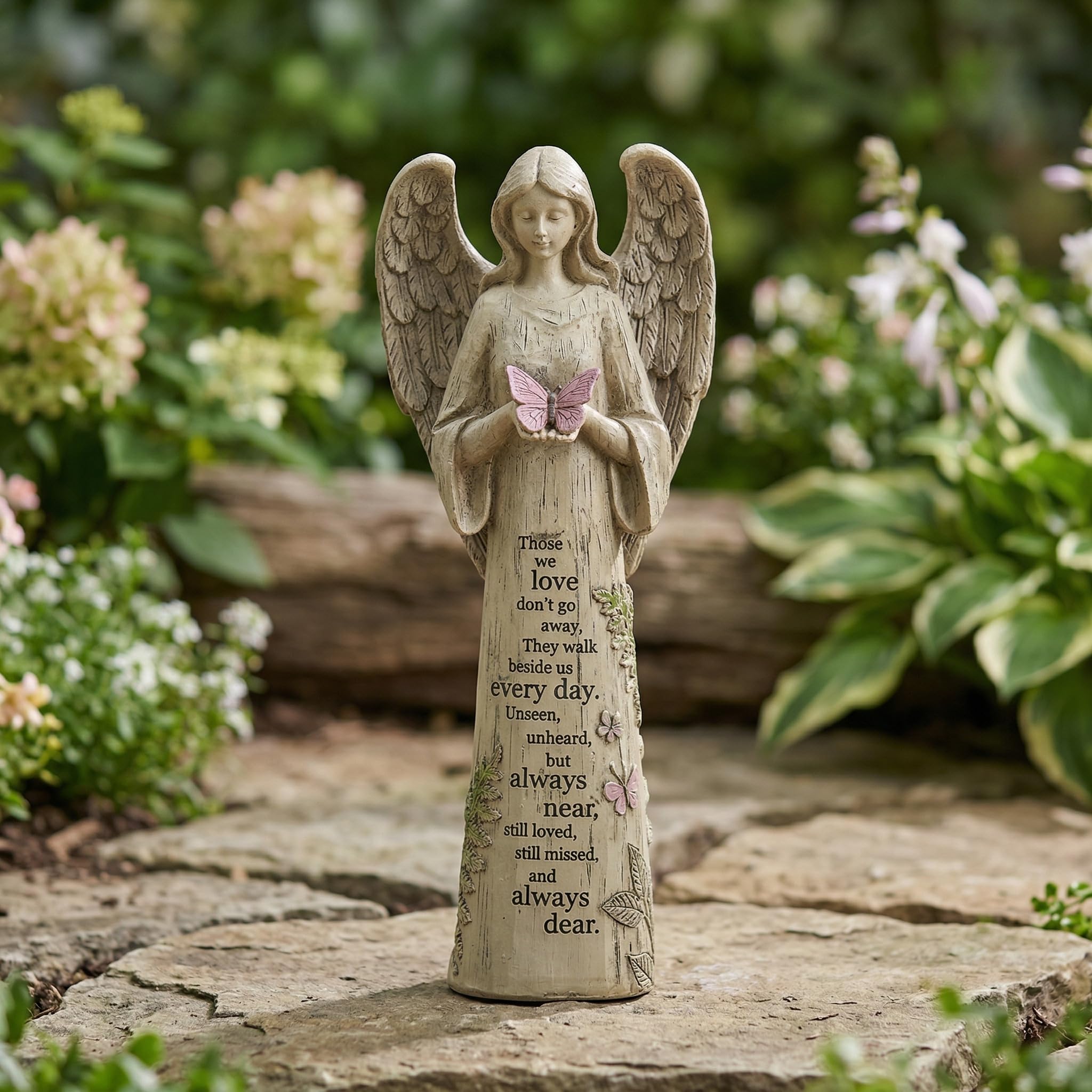 Standing Angel with Butterfly Garden Statuary Outdoor Resin Statues for Garden Decor