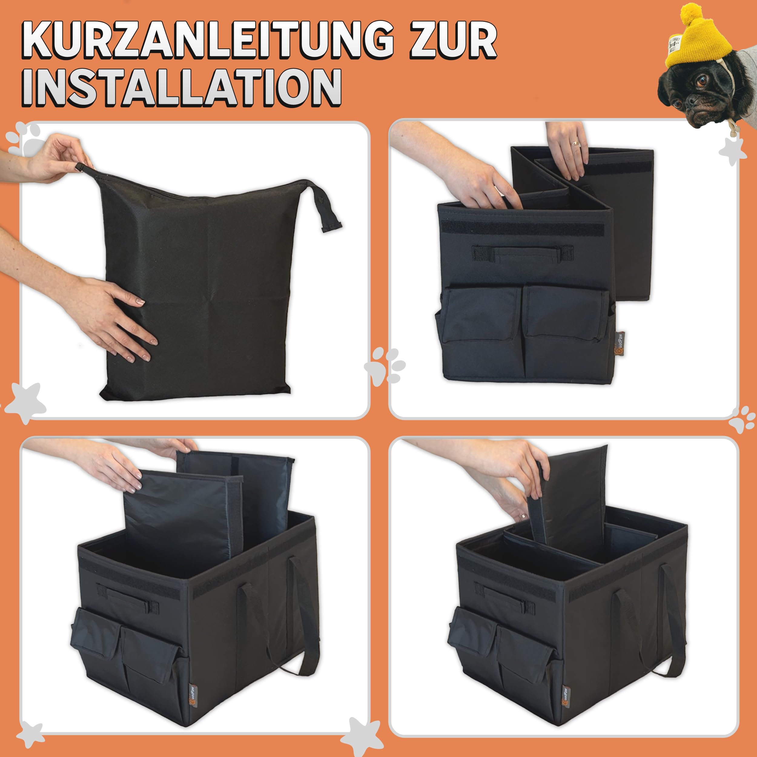 Rücksitzverbreiterung Hund mit Stauraum – Dog Car Seat Extender Hundeautositz Hartschale für Vorder- und Rücksitz, wasserdicht 600D Oxford, PKW SUV Kombi [137×50cm]