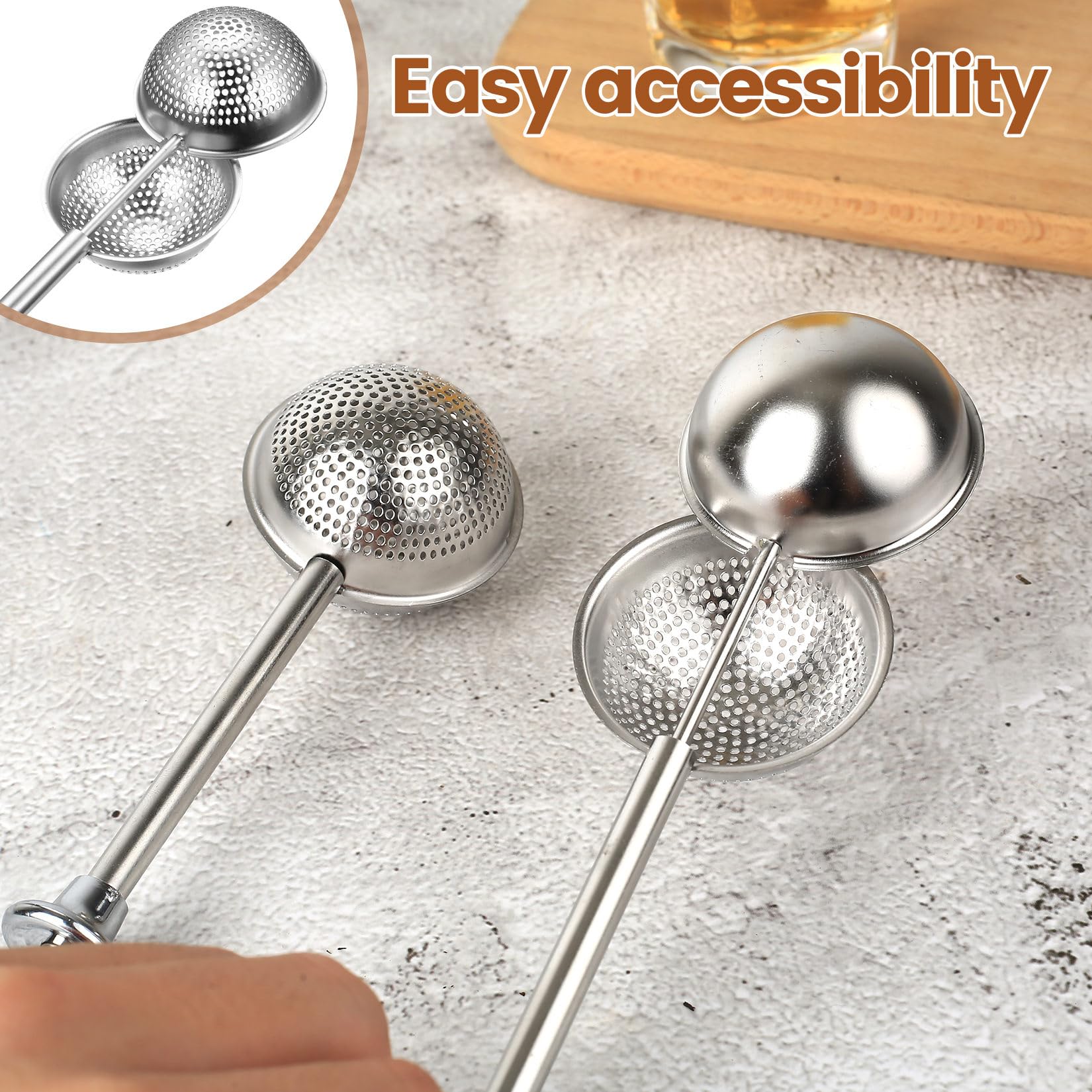 2 Pcs bola infusionadora de té, coladores te de bola con mango largo, filtro infusiones acero inoxidable, colador infusiones para tés sueltos, infusor de té de hojas sueltas, para tazas y teteras