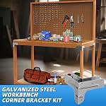 Workbench and Shelving Hardware Kit - Galvanized Steel Workbench Bracket Kit - 8PCS Workbench Brackets with 100 Upgraded 201 SS Screws - 2x4 Workbench Kit for Custom Size Table - Fits 1.5"x3.5" Lumber