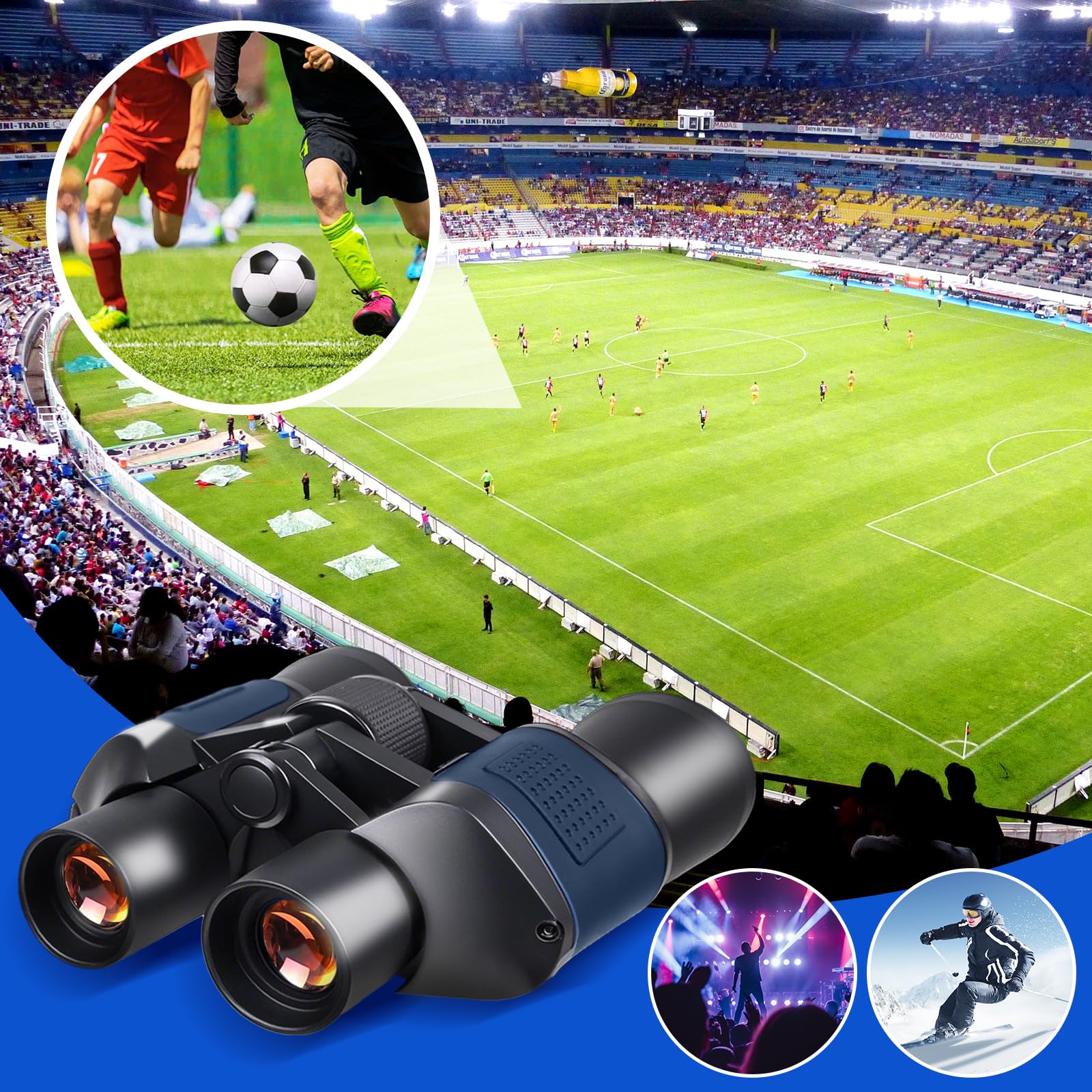 Jumelles 20x50 pour Adultes avec BAK4 Prism, FMC lentille, Compact, pour Observation des Oiseaux, Concerts, Chasse et Jeux de Sport, Jumelles pour Adultes et Enfants avec Adaptateur pour Smartphone