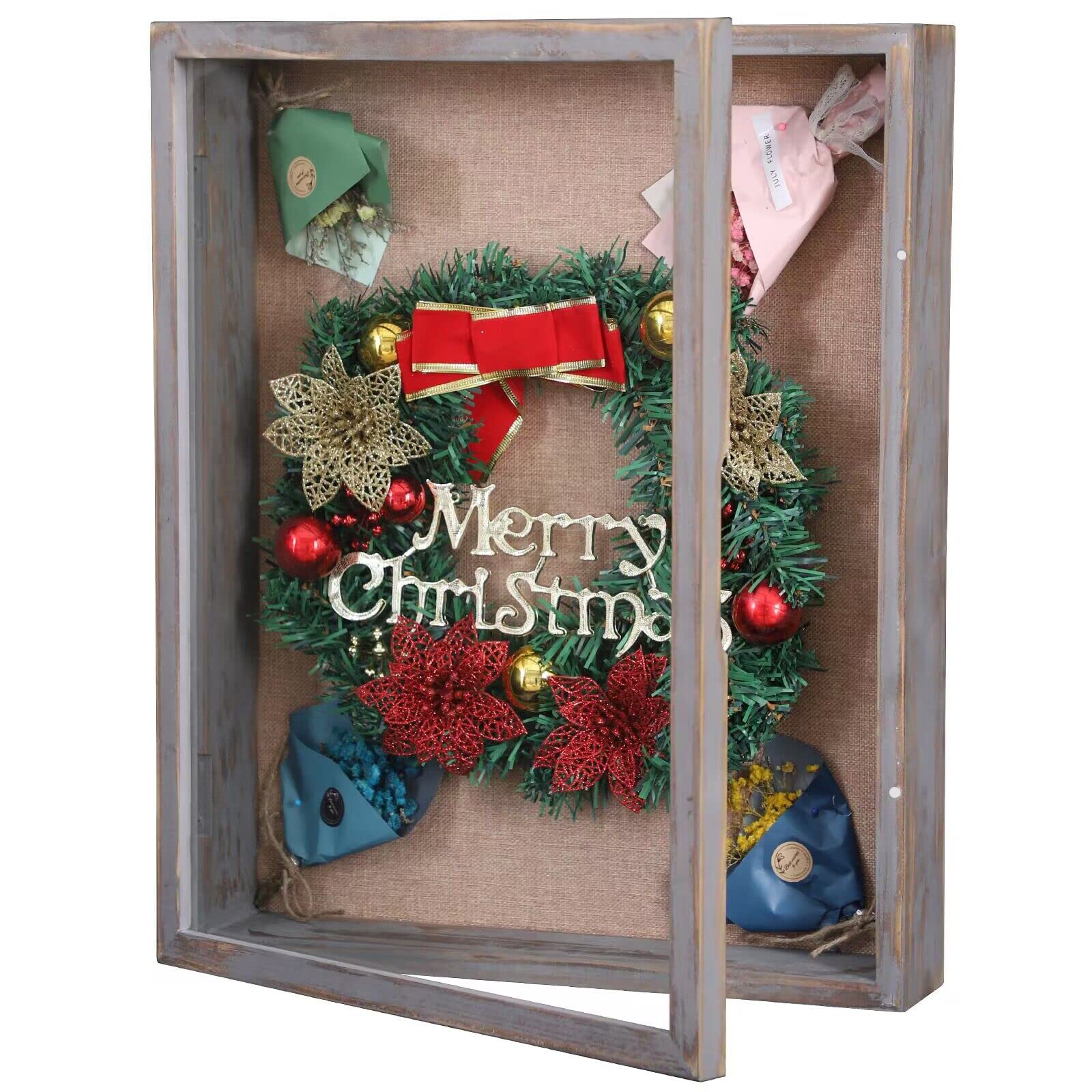 Photo 1 of Shadow Box 16x20 Deep Shadow Boxes Display Cases, Extra Large Shadow Box Frame for Memorabilia Keepsakes Photos Tickets Military Postcard - Gray 16x20 Grey