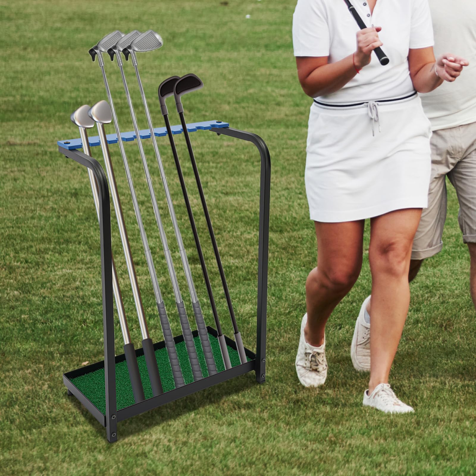 Kij golfowy, stojak na kije golfowe, 9 otworów, do użytku wewnątrz i na zewnątrz, do domów, kolor czarny, 50 x 27,5 x 72 cm