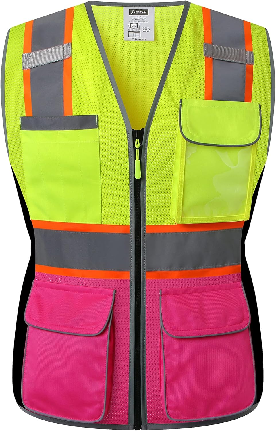 Women Safety Vest, Multi Pockets High Visibility Reflective Breathable Mesh Work Vest For Lady, Durable Zipper - Image 3