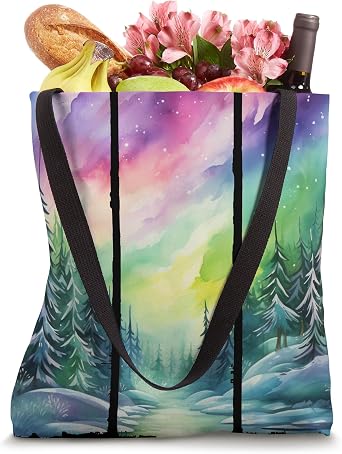 Northern Lights Watercolor Art Aurora Borealis Group Trip Tote Bag