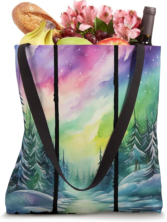 Northern Lights Watercolor Art Aurora Borealis Group Trip Tote Bag