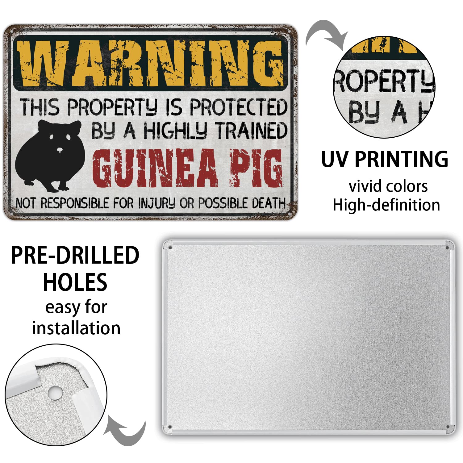 Print Crafted - Beware Of The Jellyfish | Panneau D'avertissement Amusant En Métal Vintage Pour Jardin