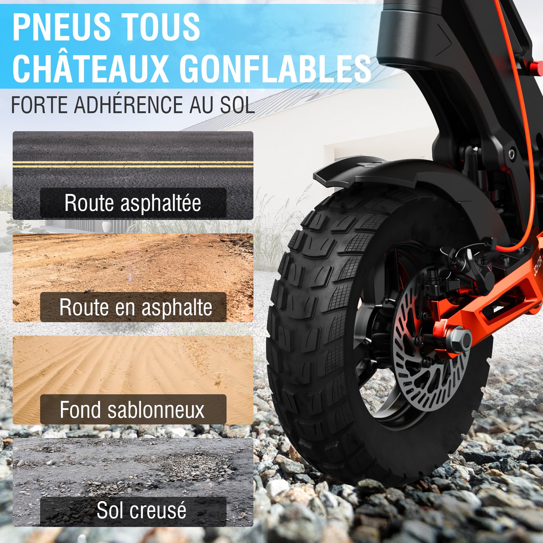Trottinette Électrique Adulte, Batterie 60V/48 13/18Ah,Moteur 600/2000W,Trotinette Electrique Puissante Tout Terrain Ultra Legere Double Suspension,10 Pouces Scooter Électrique lectrique