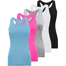BQTQ 5 Pack Racerback Tank Tops for Women Sleeveless Workout Tank Top Ladies Undershirts