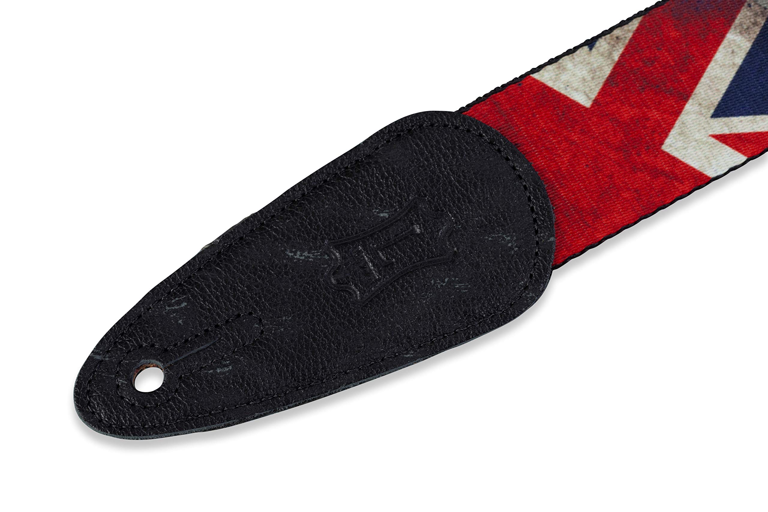 Levy's Leathers 2" Polyester Guitar Strap with Sublimation Printed Distressed Flag Design (MDP-UK)