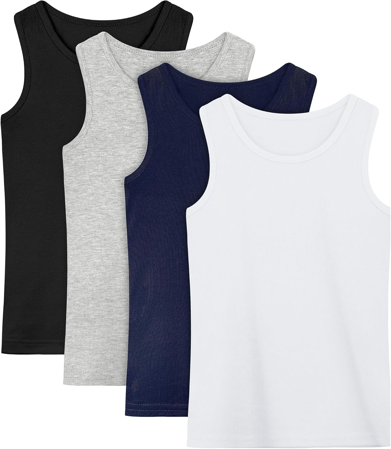 Poroka 4 Pack Toddler Tank Top Boys Cotton Tank Undershirt Kids Sleeveless Undershirts Soft Round Neck Tank Tops