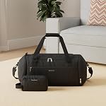 Sac à Duffle de gym pour les hommes Sports Sac à dos avec chaussures et compartiments humides, Sac de toilette porter sur Weekender sac à dos nuit femmes, noir