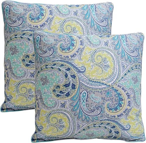 Softta Funda de almohada con diseño floral de cachemira, 800 hilos, 100% algodón egipcio (paquete de 2 unidades, sin edredón, sin relleno), funda de