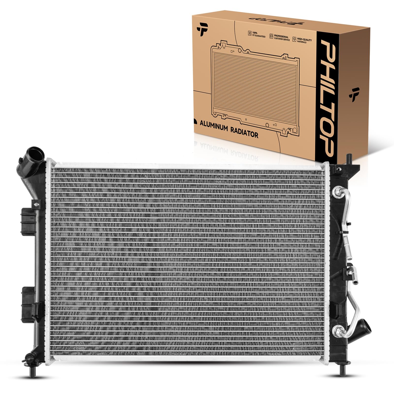 PHILTOP Core Radiator Compatible with 2014-2016 Soul, 2017 Soul 1.6L, 2017 Soul 2.0L Transmission Oil Cooler Included