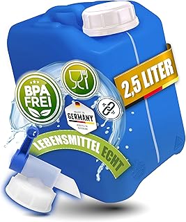 Kosmetex Blauer 5L Kanister mit Zapfhahn, BPA frei & lebensmittelecht, Wasserkanister mit Hahn für Trinkwasser, Camping, Garten & Haushalt, Robust Premium - Made in Germany