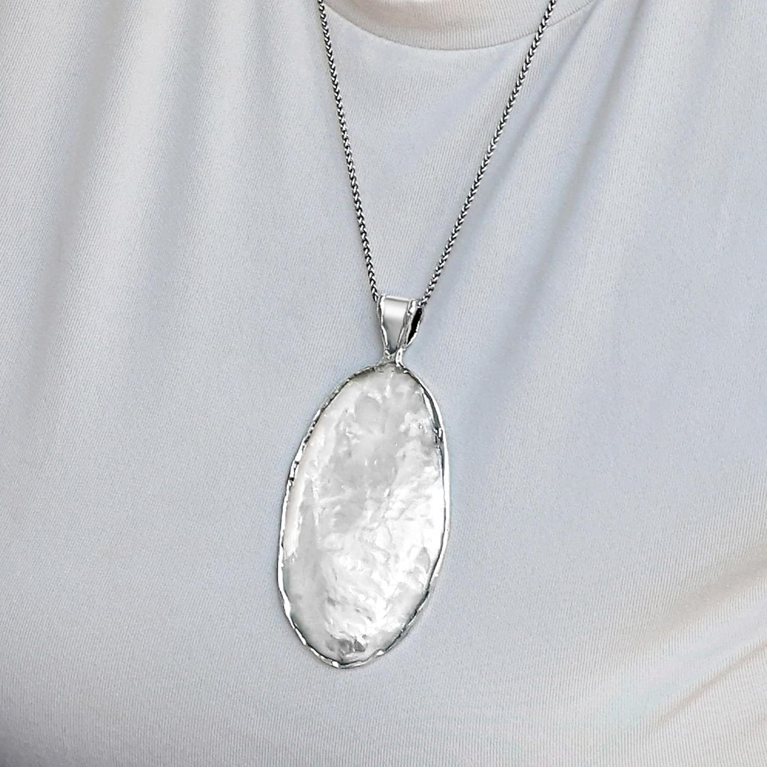 JEAN RACHEL JEWELRY 925 Sterling Silver Necklace - Hammered Oval Pendant Vintage Necklace for Women, Hypoallergenic, Lead & Nickel Free Jewelry Collection - Image 2
