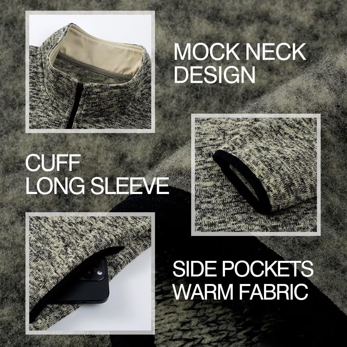 2025 Quarter Zip Warm Fleece Sweater Pullover Fall Winter Thermal Casual Golf Sweaters with Pockets - Image 6