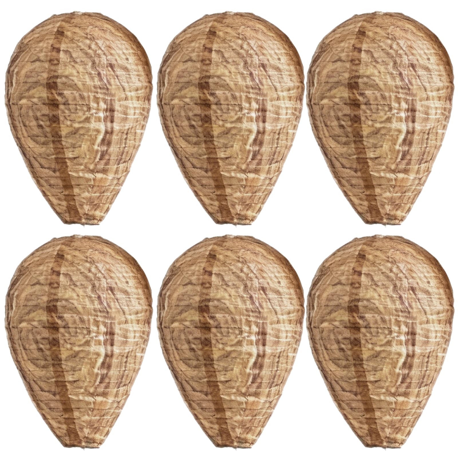 6 Pack Fake Wasp Nest Decoy Hanging Wasp Deterrent Paper Wasp Nest Waterproof Coated Hornet Nest Repellent for Garden Patio Balcony