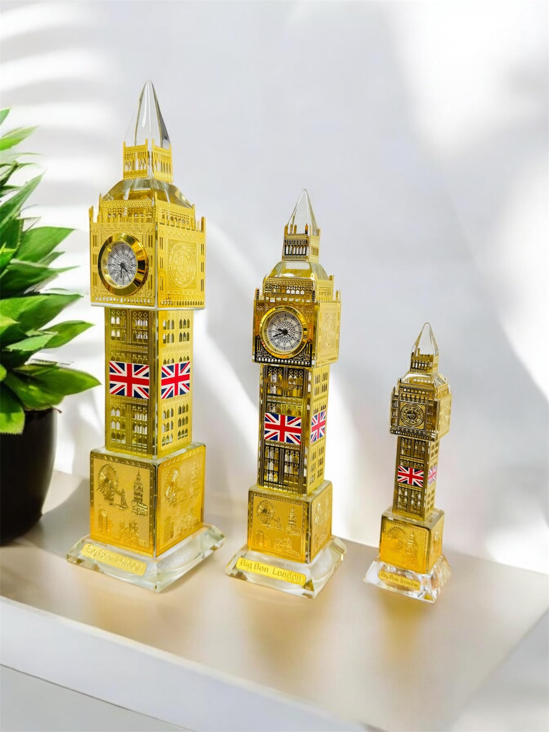 Generic Crystal Big Ben With Clock London Souvenirs Big Ben Tower Statue Decoration for Home And Office. 4 Colours, 3 Sizes (Gold, Large)