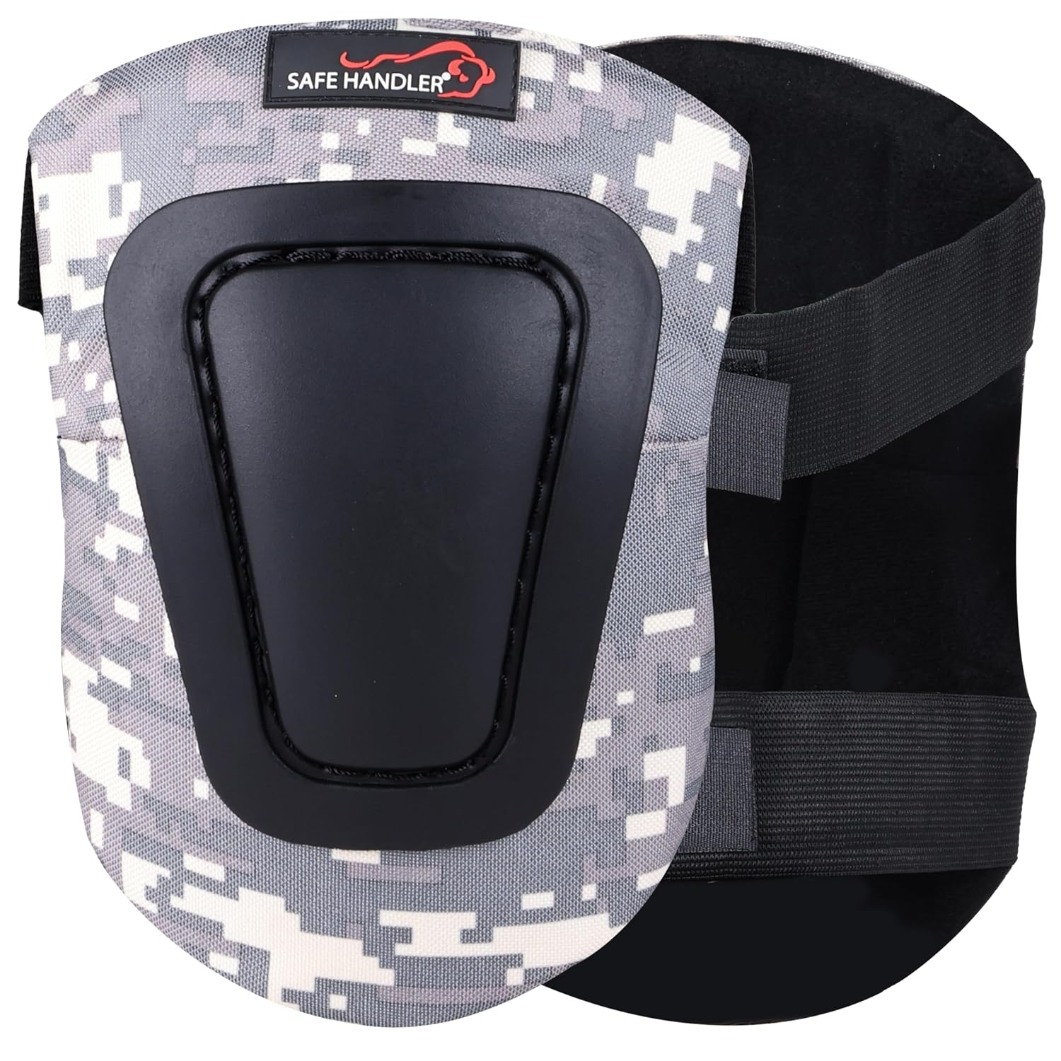 SAFE HANDLER Camouflage Gel Foam Knee Pads – Heavy Duty Construction, Flooring, Gardening & Outdoor Work Protection with Adjustable Straps
