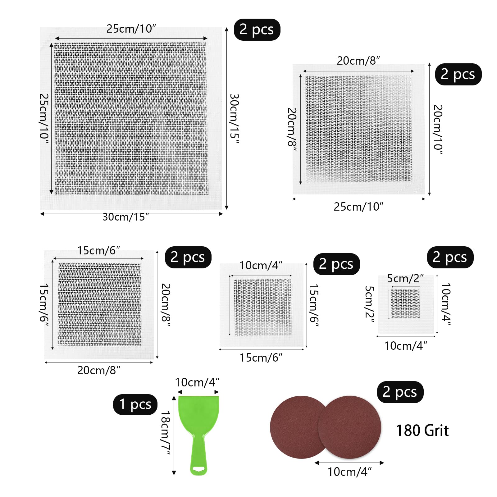 Wandreparaturflicken, 2/4/6/8/25,4 cm, 13 Stück, selbstklebendes Trockenbau-Patch-Reparaturset, Gipskarton-Flicken, Gips-Reparaturset, sicherer Reparatur-Putz, für gebrochene Wände, Reparatur oder