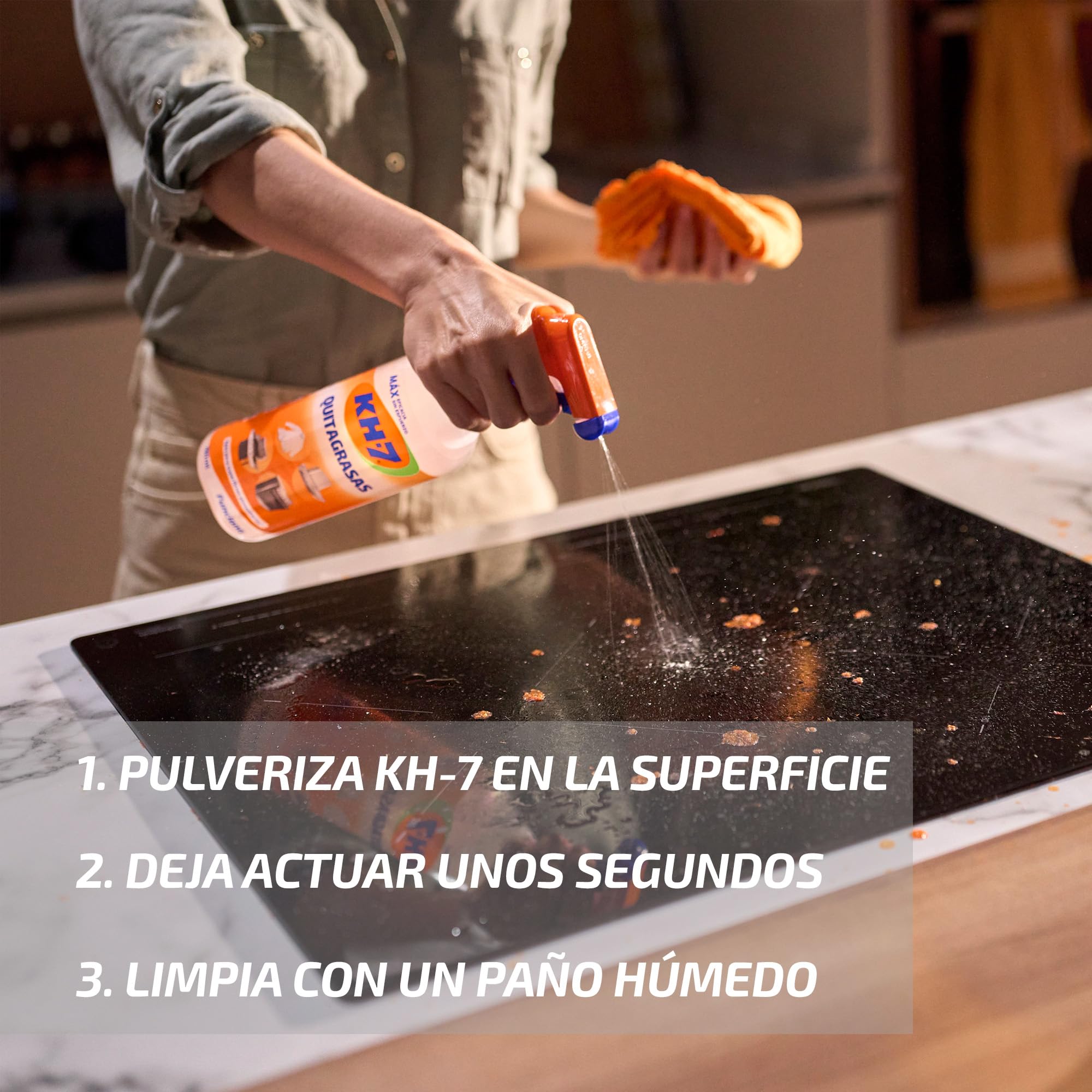 KH-7 Quitagrasas, Desengrasante | Elimina sin esfuerzo la Grasa y Suciedad | Aplícalo en la Cocina, Ropa, Exterior o Vehículos | Apto para todas las Superficies y Tejidos | Pulverizador 715ml.