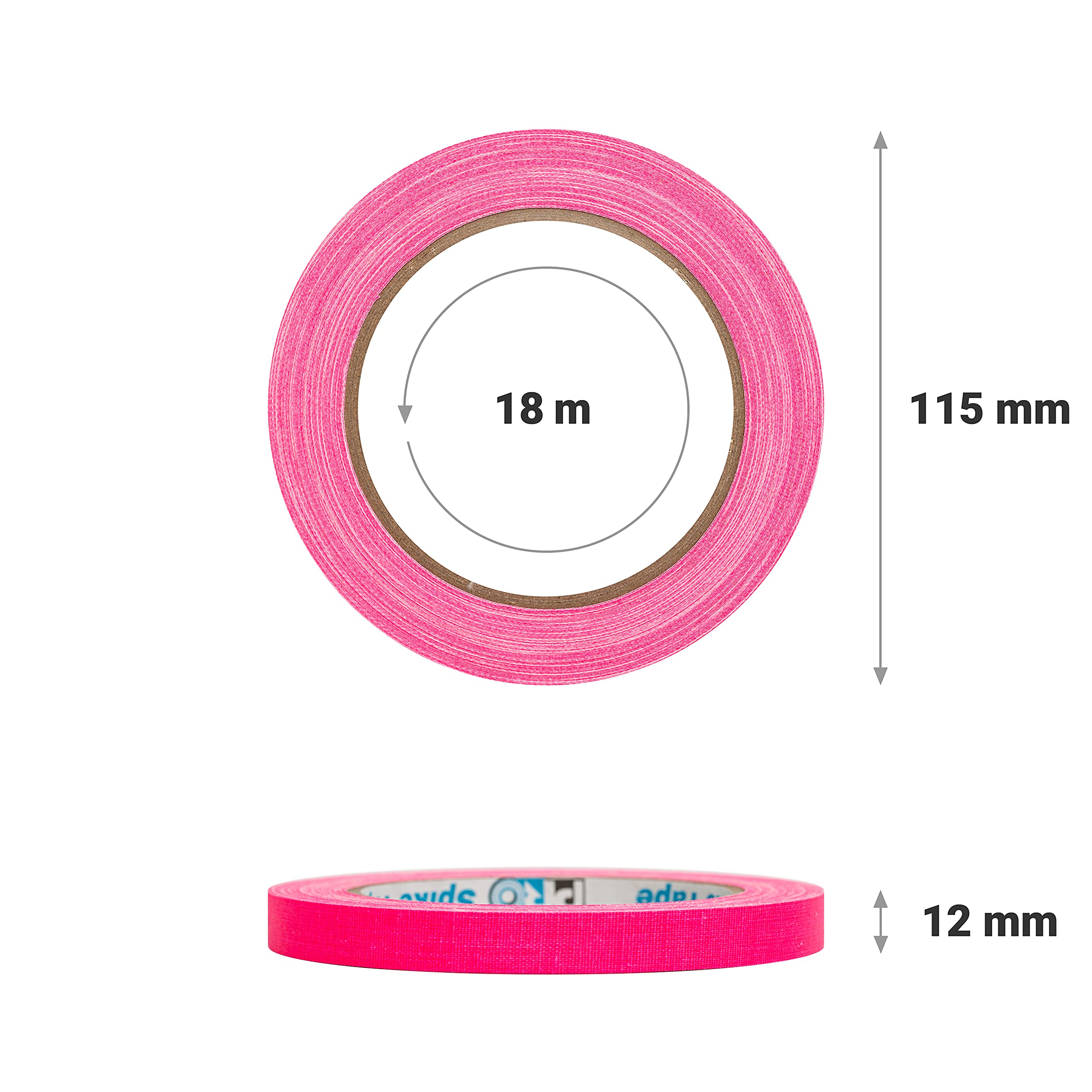 Pro Tapes Spike Tape Set 12 mm x 18 m, Neon Gaffa in 4 Farben (neongelb, neongrün, neonpink, neonorange)