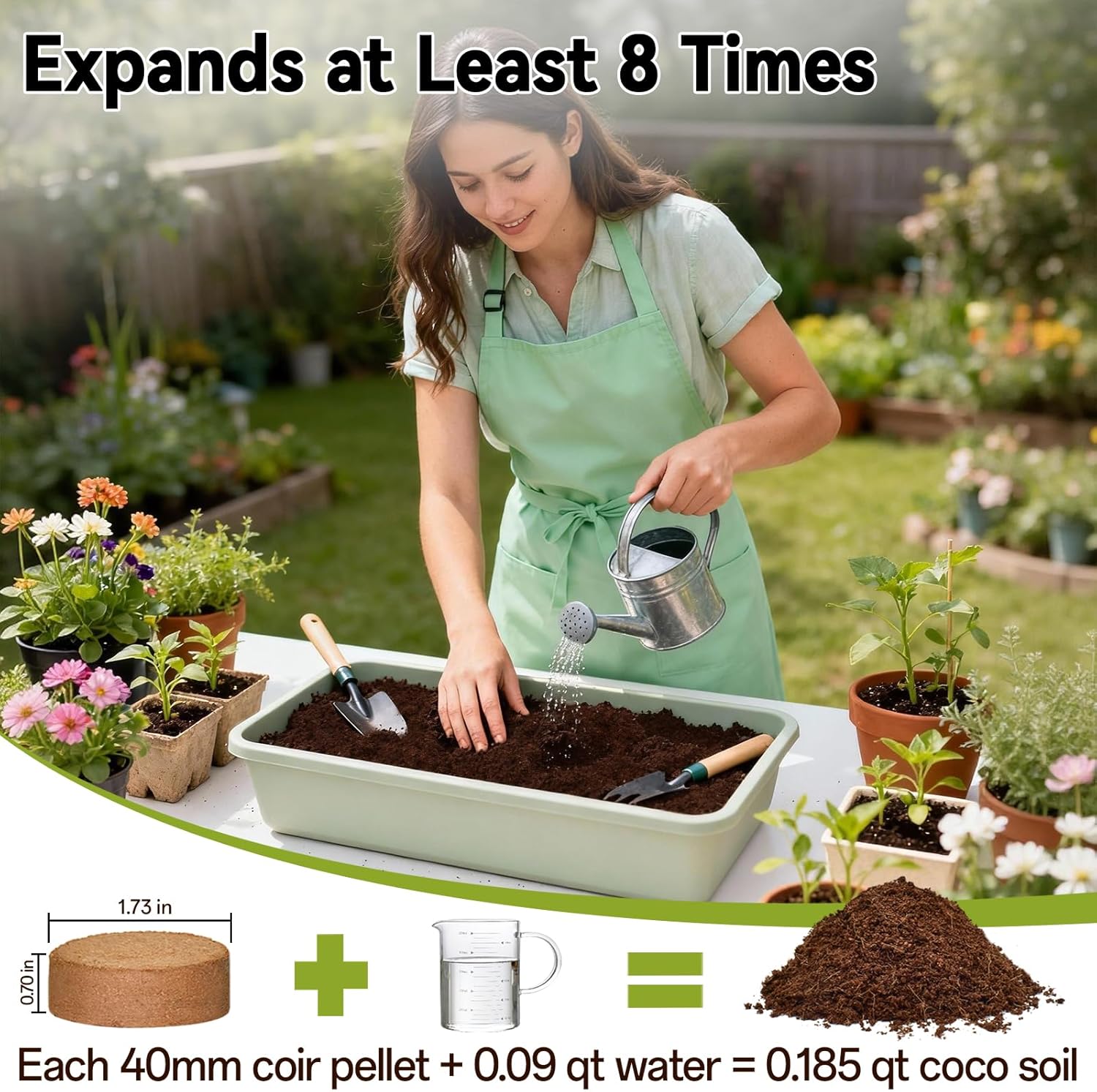 ZeeDix 100 Pack 40mm Organic Coco Coir Seed Starter Pellets, Compressed Coconut Fiber Seed Starter Soil Discs Potting Soil Mix for Indoor Outdoor Plants, Herbs Houseplants Bonsai Vegetables Flowers