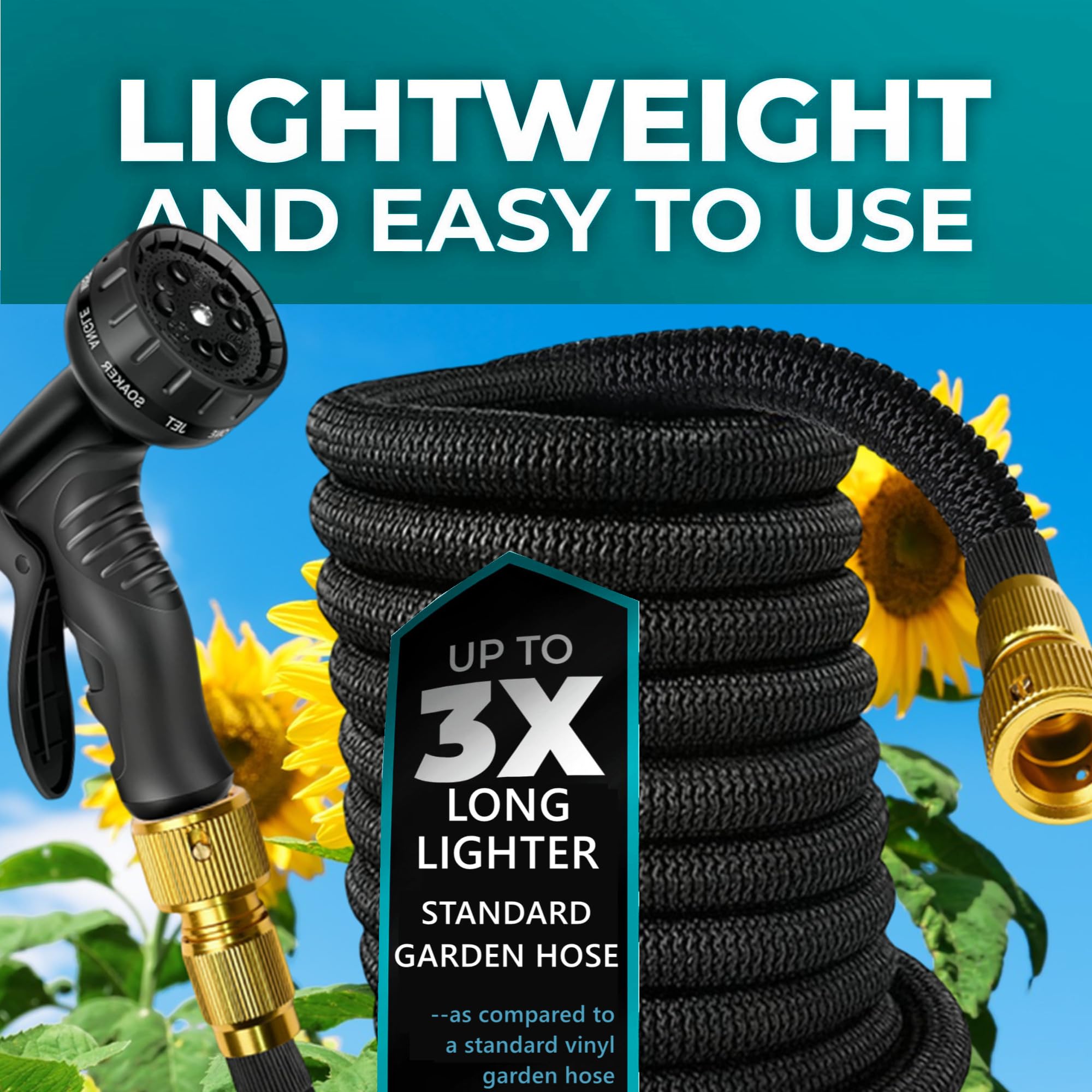 Flexibler Gartenschlauch 22.5m/30m, Flexibel Wasserschlauch Dehnbarer mit 10 Sprühfunktionen, Schnelladaptern und Wandhalterung,Adapter für 1/2' 3/4' Zoll und Wandhalterung (100FT)