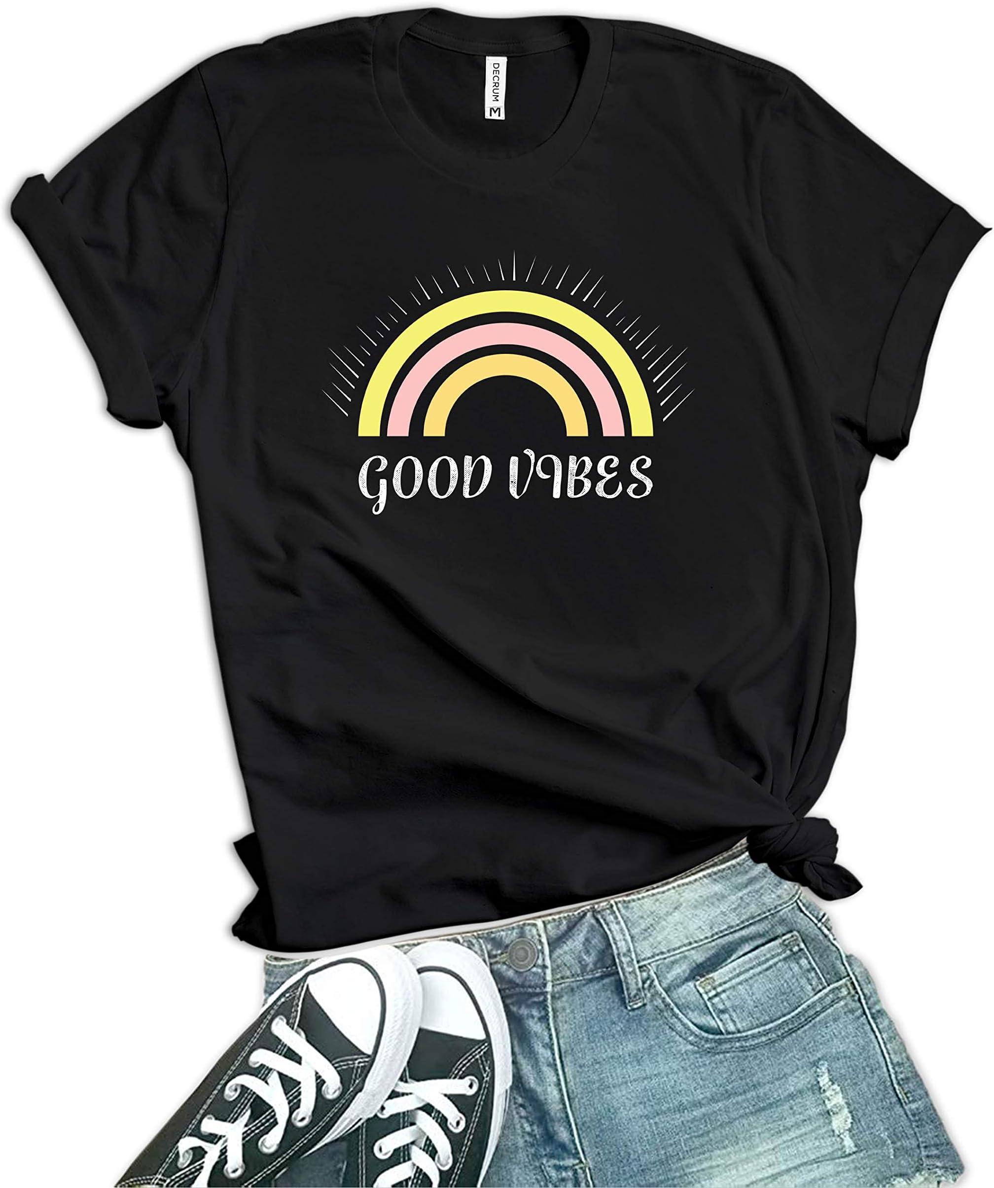 Women Good Vibes Shirt - Vintage T-Shirts for Women Graphic
