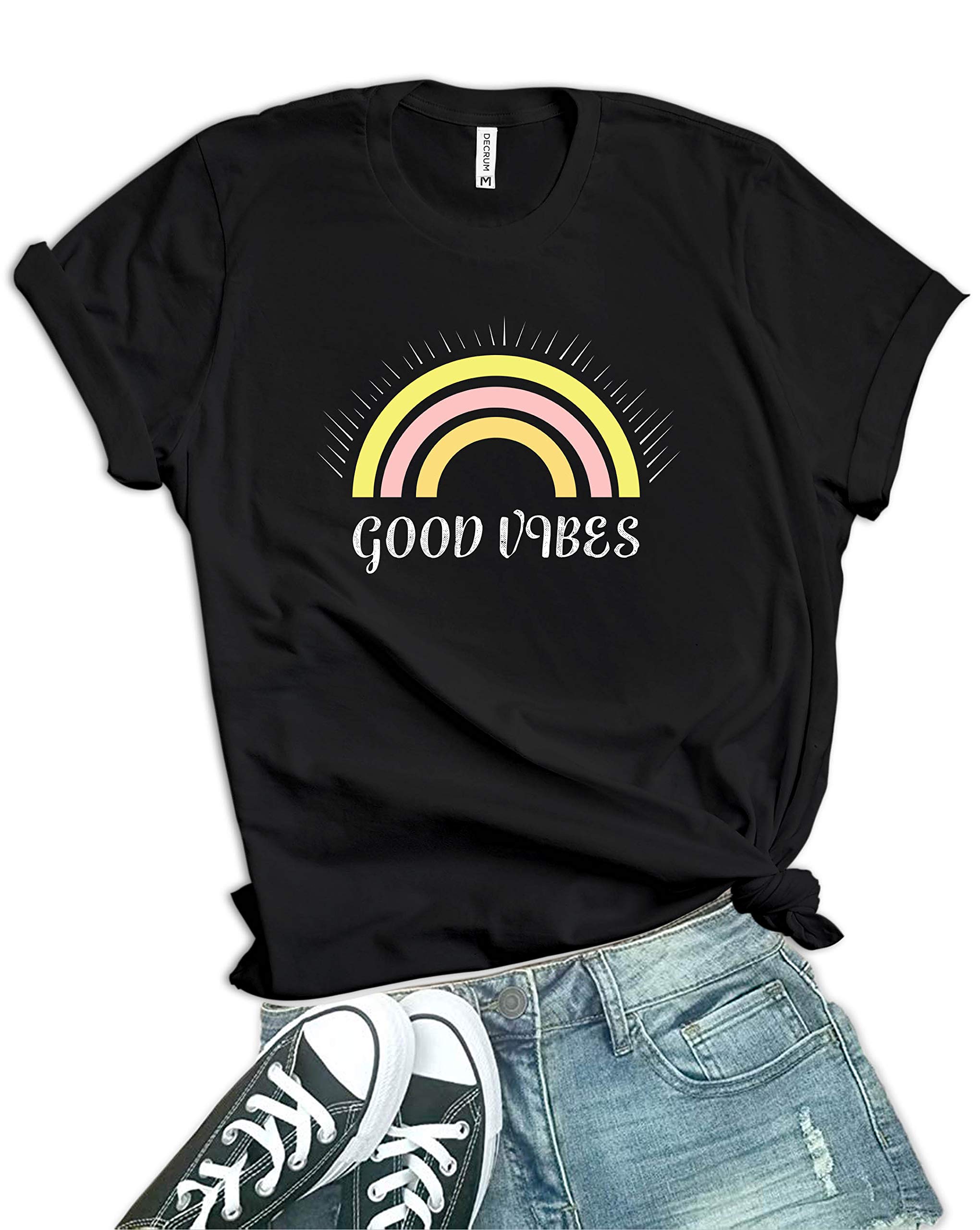 Women Good Vibes Shirt - Vintage T-Shirts for Women Graphic