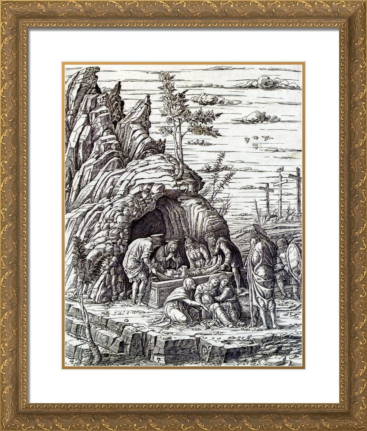 ArtDirect Mantegna, Andrea 20x23 Gold Ornate Framed Art Print with Double Matting Titled: The Entombment II