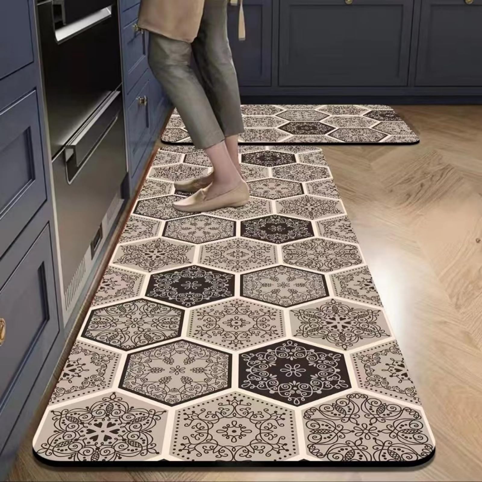 Tapis de cuisine anti-fatigue et imperméable lot de 2 lavable pour un confort durable