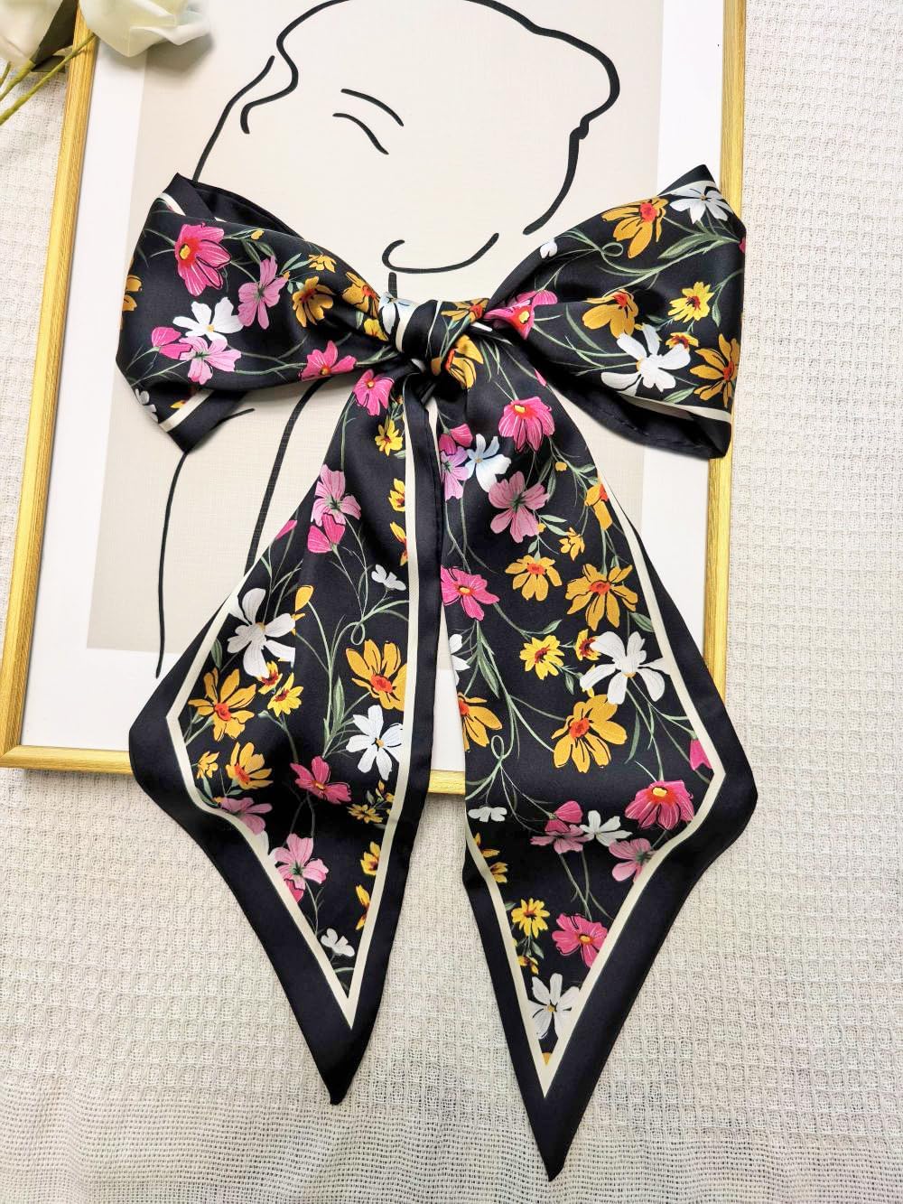 Julunar Hair Scarf for Women Silky Long Neck Head Scarves Purse Bag Scarfs for Handbag Satin Headscarf - Image 3