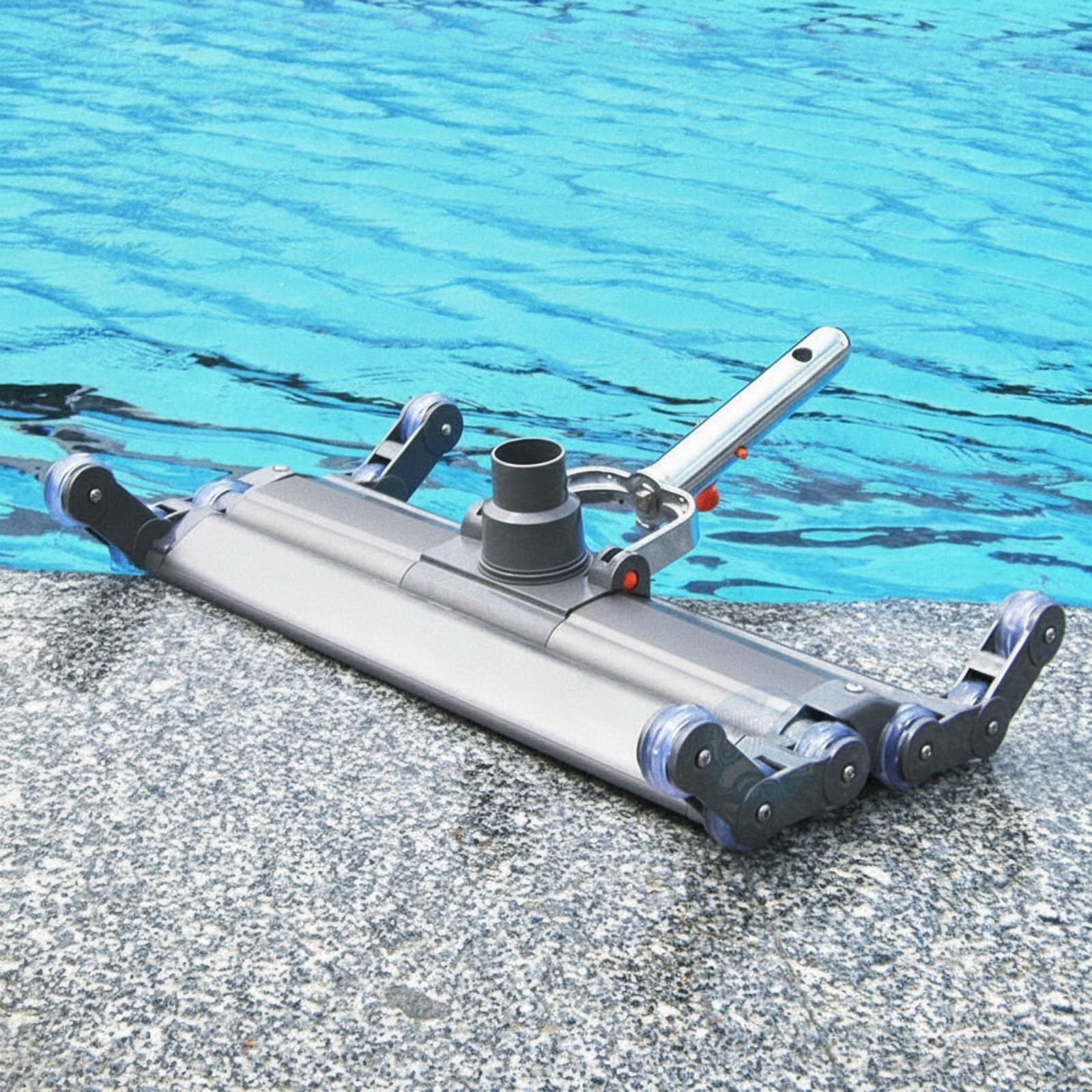 Testa Aspiratore Piscina Robusta Scopa Rettangolare con Rulli Guida Spazzola con Canali di Pulizia Testa Pulente con Innesto Standard Corpo Misto